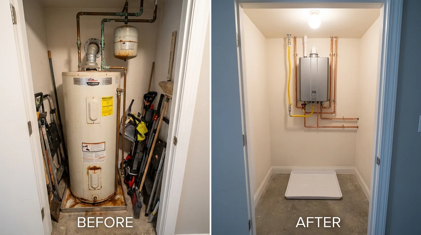 Tank water heater versus wall-mounted tankless unit comparison for Ashtabula, OH homeowners